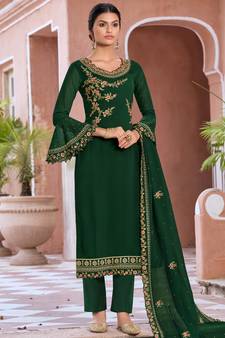 Green embroidered georgette salwar