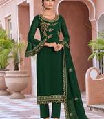 Green embroidered georgette salwar