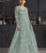 Green embroidered net salwar