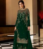 Heavy Front Green Embroidery Work Kurti and Palazzo with Dupatta Set