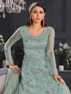 Green embroidered net salwar 2