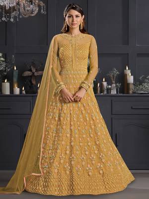 Yellow embroidered net salwar 1