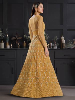 Yellow embroidered net salwar 2