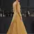Yellow embroidered net salwar