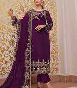 Purple embroidered georgette salwar