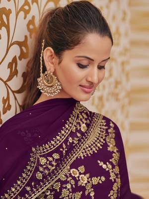 Purple embroidered georgette salwar 2