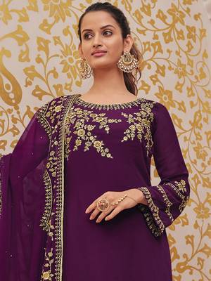 Purple embroidered georgette salwar 3