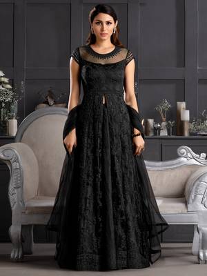 Black embroidered net salwar 1