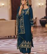 Navy blue embroidered georgette salwar