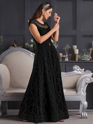 Black embroidered net salwar 2
