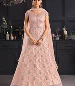 Peach embroidered net salwar