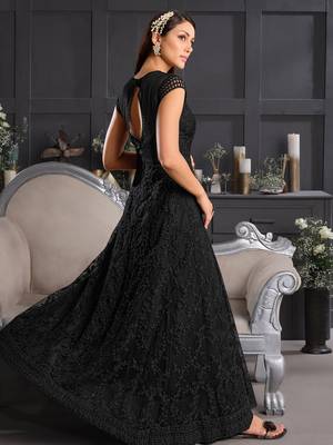 Black embroidered net salwar 3