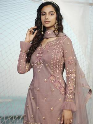 Pink embroidered net salwar 3