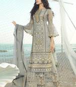 Grey embroidered net salwar