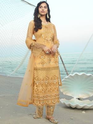 Yellow embroidered net salwar 1
