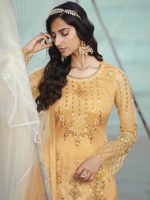 Yellow embroidered net salwar 3