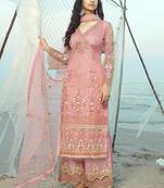 Pink embroidered net salwar