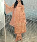 Peach embroidered net salwar