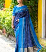 Green woven south silk saree with blouse