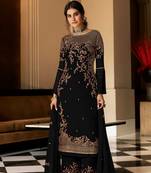 Heavy Front Black Embroidery Work Kurti and Palazzo with Dupatta Set