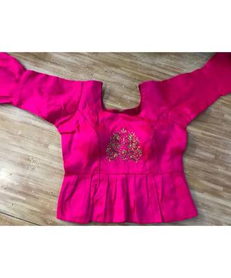 Pink Color Dupion Silk Gotta Patti Work Blouse 1