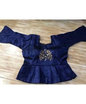 Blue Color Dupion Silk Gotta Patti Work Blouse 1