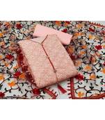 pink pure cotton unstitched embroidered top & bottom with dupatta