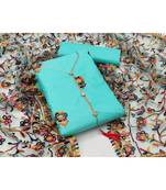 blue pure cotton unstitched embroidered top & bottom with dupatta