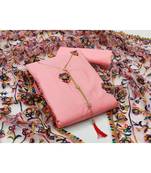 pink pure cotton unstitched embroidered top & bottom with dupatta