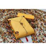 yellow pure cotton unstitched embroidered top & bottom with dupatta