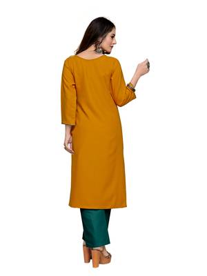 Orange cotton embroidered stitched   kurti 2