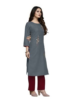 Silver cotton embroidered stitched   kurti 3