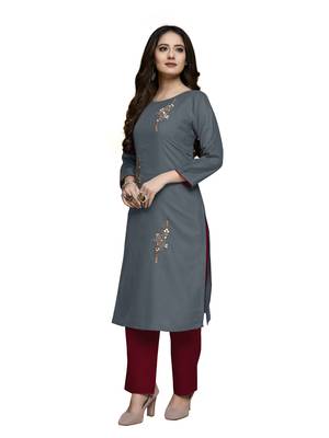 Silver cotton embroidered stitched   kurti 4