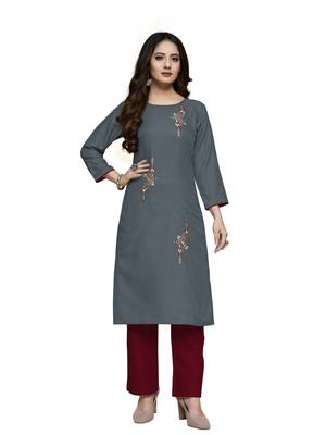 Silver cotton embroidered stitched   kurti 5