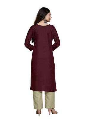 maroon cotton embroidered stitched   kurti 4