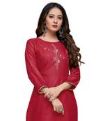 Red cotton embroidered stitched   kurti