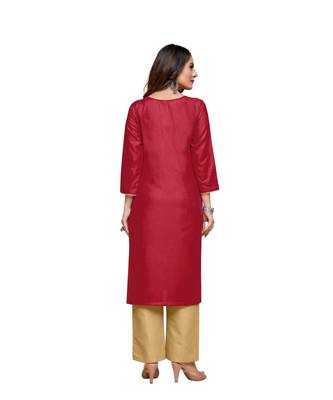 Red cotton embroidered stitched   kurti 2