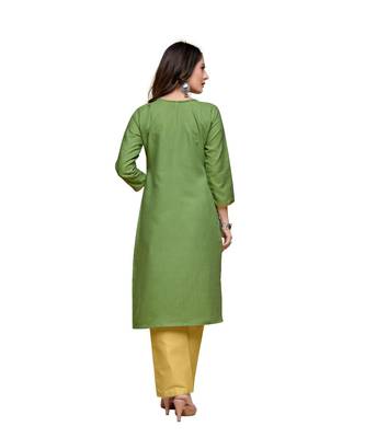 Green cotton embroidered stitched   kurti 3