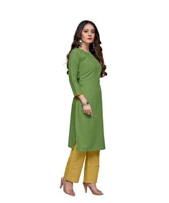 Green cotton embroidered stitched   kurti 4