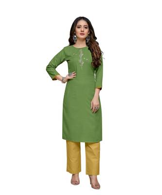 Green cotton embroidered stitched   kurti 5