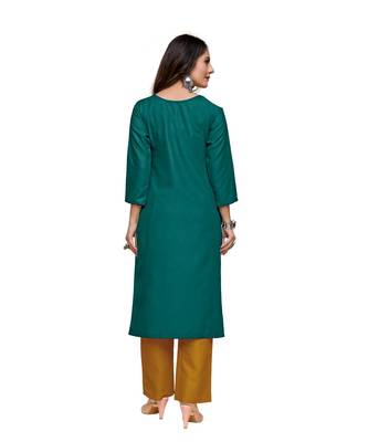 Green cotton embroidered stitched   kurti 2