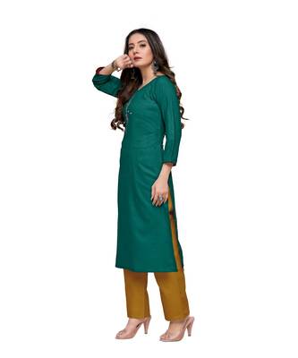 Green cotton embroidered stitched   kurti 3