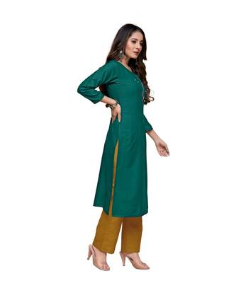 Green cotton embroidered stitched   kurti 4