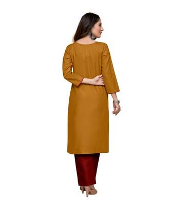 Orange cotton embroidered stitched   kurti 2