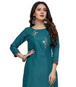 Green cotton embroidered stitched   kurti