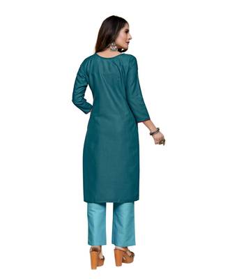 Green cotton embroidered stitched   kurti 2