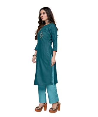 Green cotton embroidered stitched   kurti 3