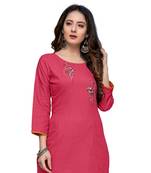 Pink cotton embroidered stitched   kurti