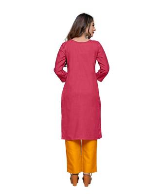 Pink cotton embroidered stitched   kurti 2