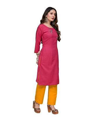 Pink cotton embroidered stitched   kurti 4